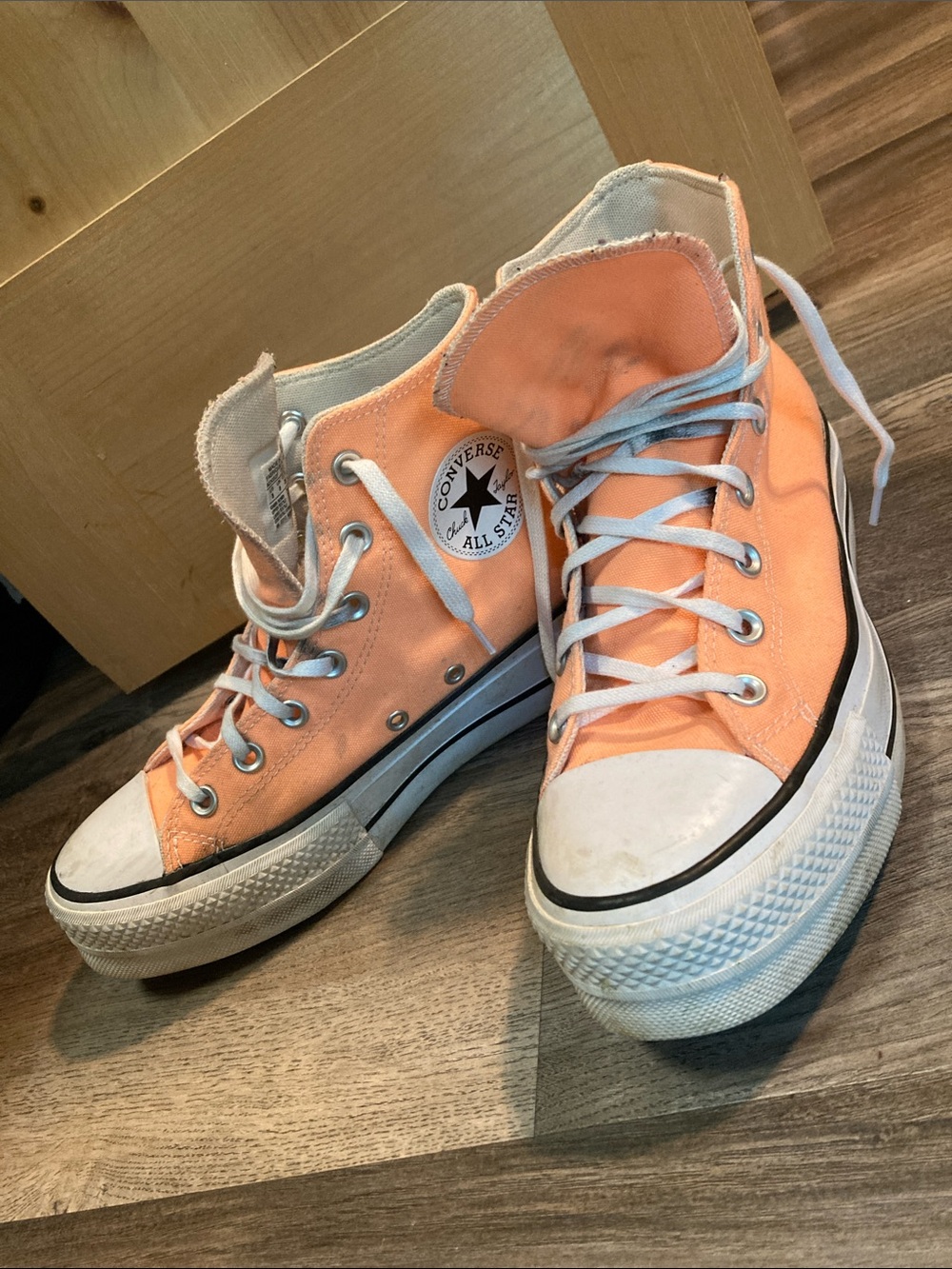 Converse Chuck Taylor High Top Platform Sneakers - Bright Peach/White